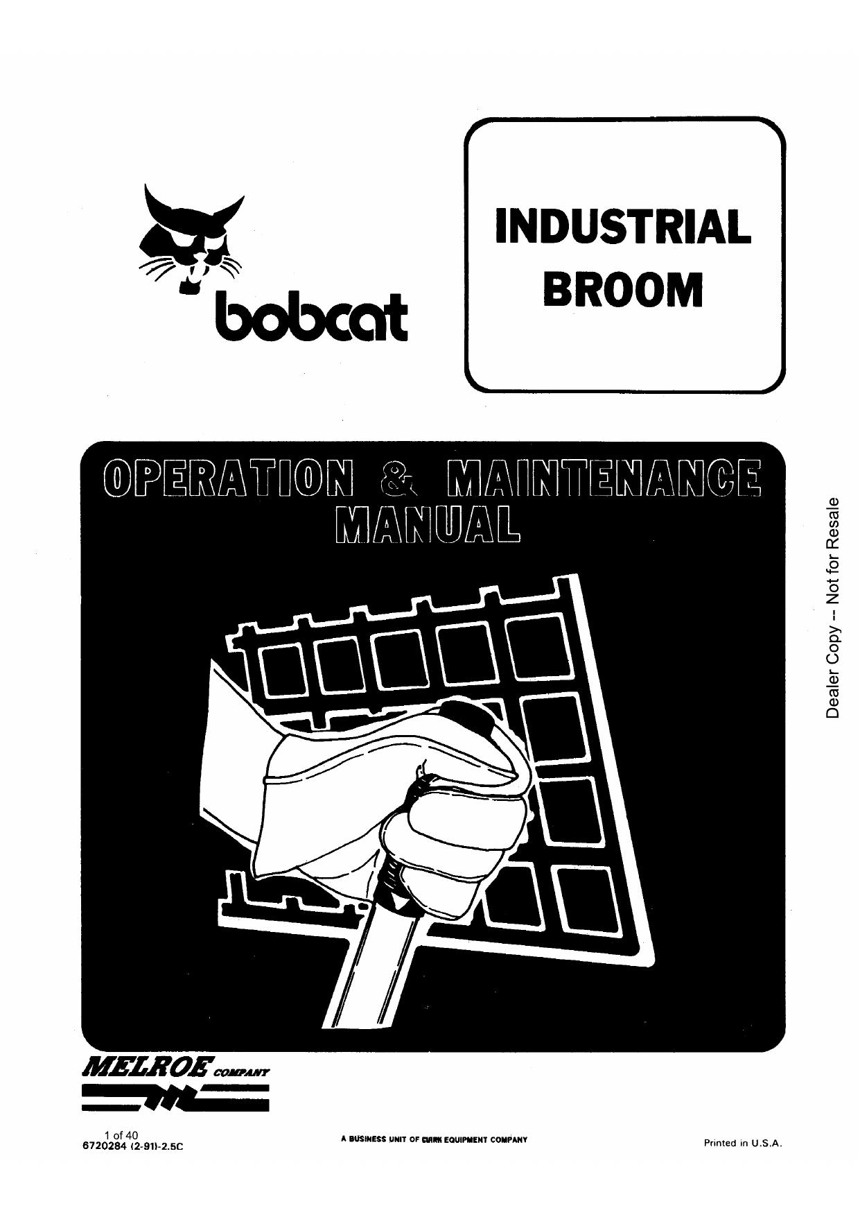 Industrial Broom Operation & Maintenance Manual Bobcat
